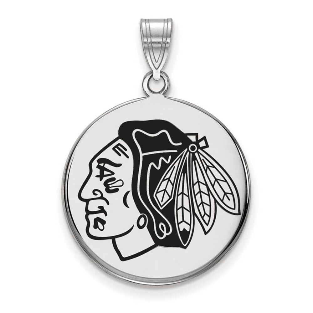 Sterling Silver NHL Chicago Blackhawks LG Enamel Disc Pendant